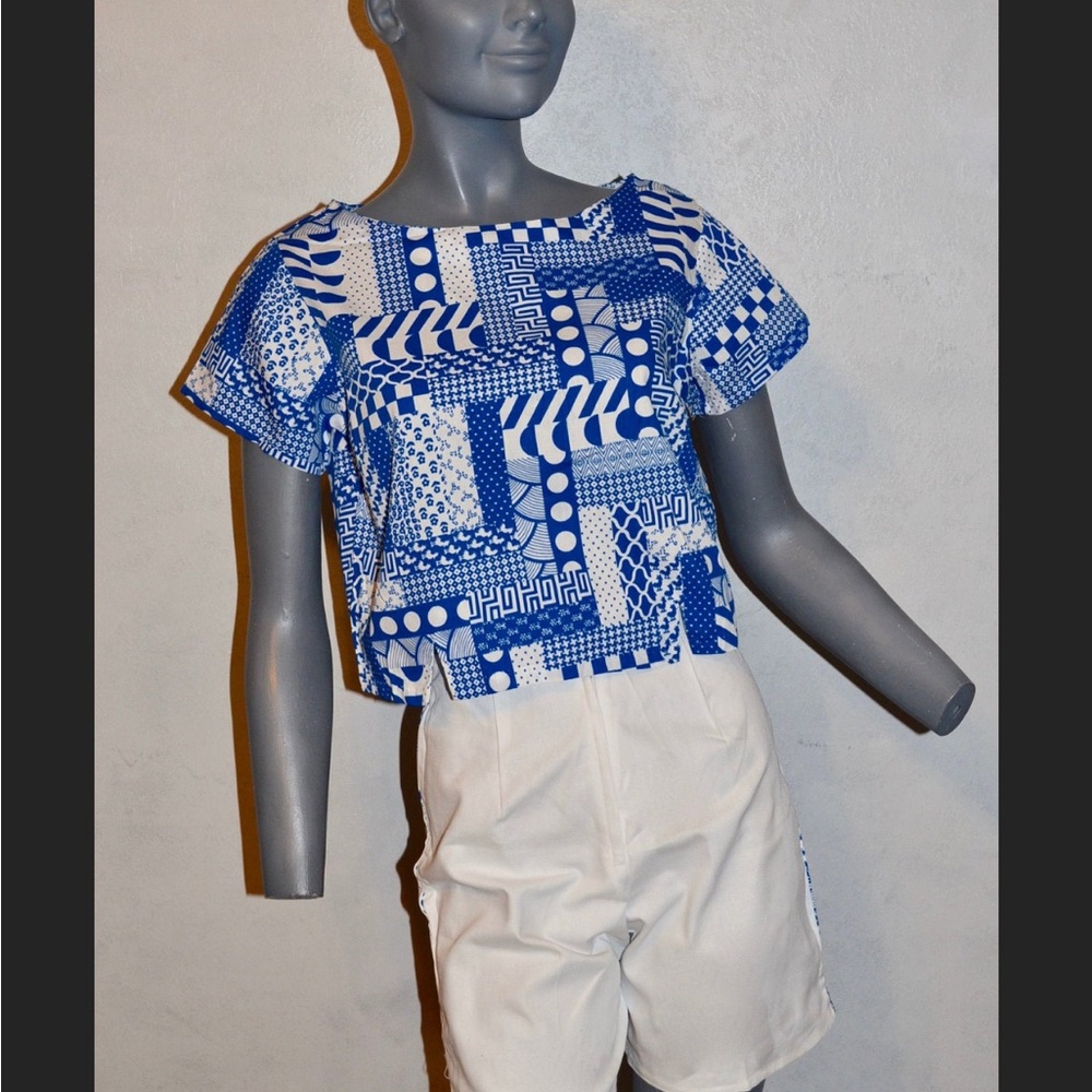 1960s Matching Cropped Blouse & Shorts Set